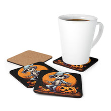 DistinctInk (Set of 4) Corkwood Coasters with Haunted Jack-O'-SkeletonDesign for Halloween