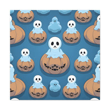 DistinctInk Canvas Wall Art with Ghost Skeleton Pumpkin Pattern for Halloween