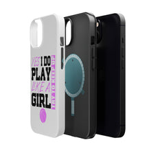 DistinctInk ToughCase for Apple iPhone, Compatible with MagSafe Charging - Volleyball Yes I Do Play Like a Girl