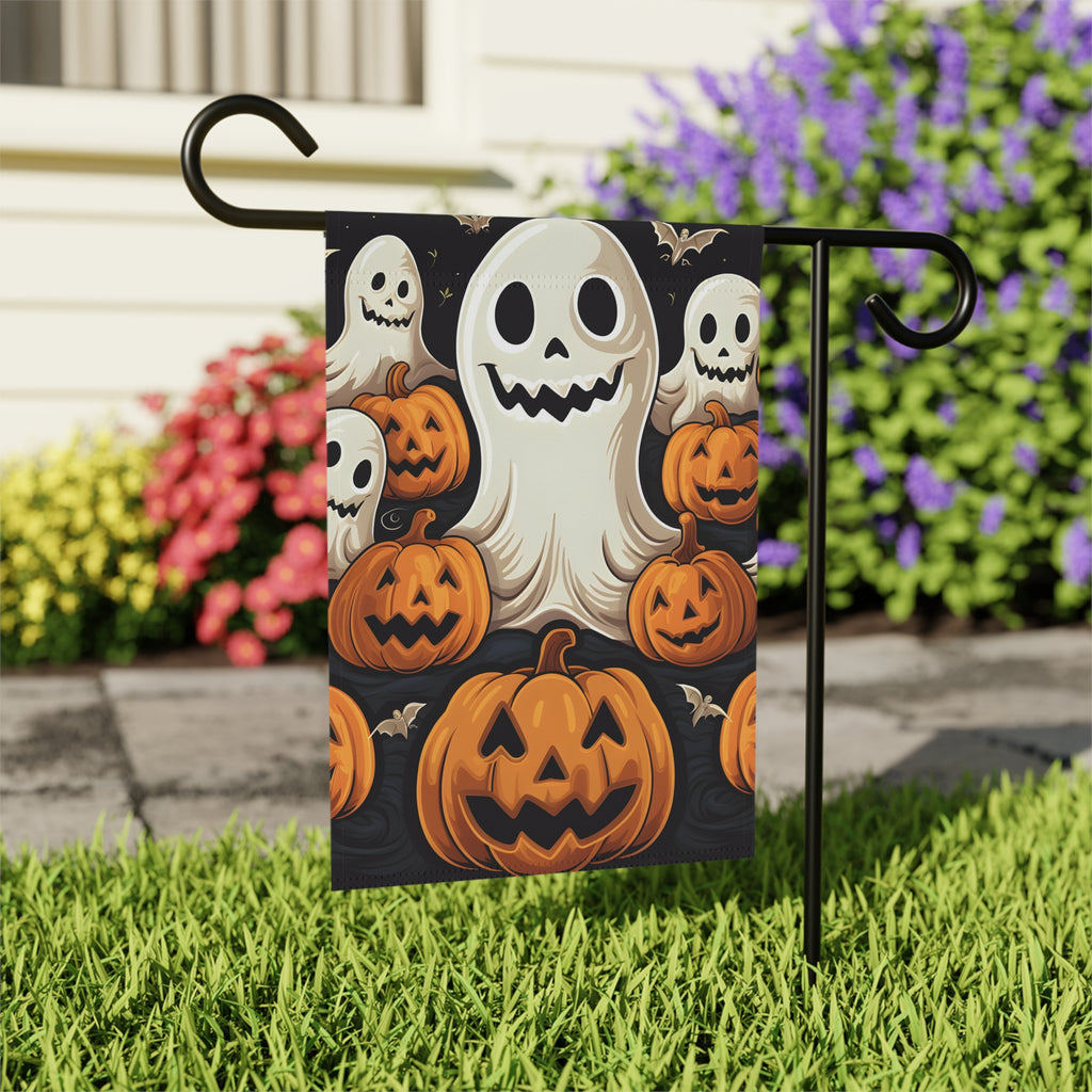 Garden & House Banner / Flag with Haunted Skeleton Jack-O-Lantern Design for Halloween, view 6