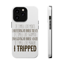 DistinctInk ToughCase for Apple iPhone, Compatible with MagSafe Charging - Smell Like Horse Treats, Shampoo, Manure