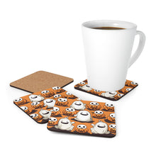DistinctInk (Set of 4) Corkwood Coasters with Skeletal Ghost in a PumpkinDesign for Halloween