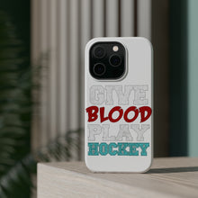 DistinctInk ToughCase for Apple iPhone, Compatible with MagSafe Charging - Give Blood Play Hockey