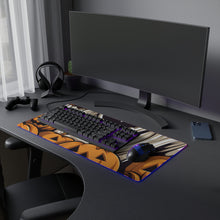 DistinctInk LED Gaming Mouse Pad with Ghostly Skeleton and Pumpkins Design for Halloween