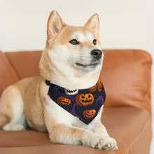 DistinctInk Adjustable Pet Banana Collar with "Halloween Haunts and Pumpkin Pals" Design for Halloween