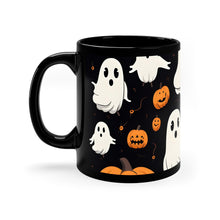 DistinctInk Black Coffee Mug - Ghost Skeleton Pumpkin Cartoon for Halloween
