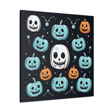 DistinctInk Canvas Wall Art with Skele-Ghostly Pumpkin Patch for Halloween