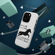 DistinctInk ToughCase for Apple iPhone, Compatible with MagSafe Charging - Horses Fly Without Wings