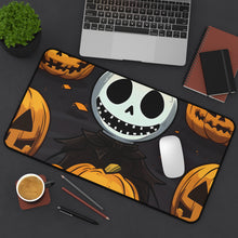 DistinctInk Desk Mat with Ghastly Skeleton Pumpkins Design for Halloween