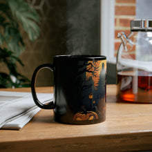 DistinctInk Black Coffee Mug - Spooky Trick or Treating for Halloween