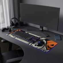 DistinctInk LED Gaming Mouse Pad with Ghost Skeleton Pumpkin Pattern Design for Halloween