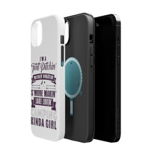 DistinctInk ToughCase for Apple iPhone, Compatible with MagSafe Charging - Tent Pitchin Weiner Roastin S'More Camping Girl
