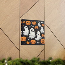 DistinctInk Canvas Wall Art with Spooky Skeleton Pumpkin Patch for Halloween