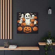 DistinctInk Canvas Wall Art with Haunted Skeleton Jack-O-Lantern for Halloween