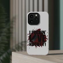 DistinctInk ToughCase for Apple iPhone, Compatible with MagSafe Charging - I Puckin' Love Hockey