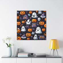DistinctInk Canvas Wall Art with Spooky Bat-o-lanterns for Halloween
