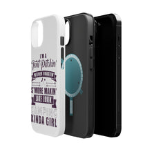 DistinctInk ToughCase for Apple iPhone, Compatible with MagSafe Charging - Tent Pitchin Weiner Roastin S'More Camping Girl