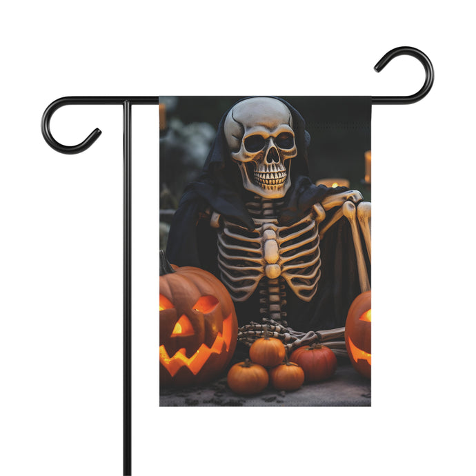 DistinctInk Garden & House Banner / Flag with Skellington's Spooky Soiree Design for Halloween