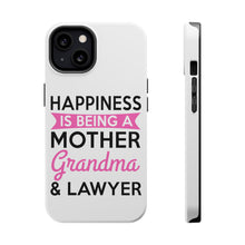 DistinctInk ToughCase for Apple iPhone, Compatible with MagSafe Charging - Happiness is Being a Mother Grandma Lawyer