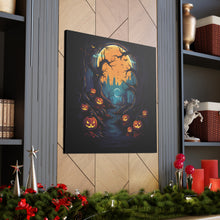 DistinctInk Canvas Wall Art with Haunted Evening Nightmare for Halloween