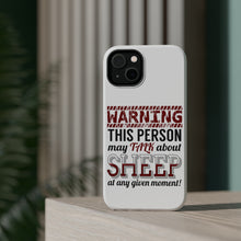 DistinctInk ToughCase for Apple iPhone, Compatible with MagSafe Charging - WARNING This Person May Talk About Sheep