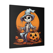 DistinctInk Canvas Wall Art with Haunted Jack-O'-Skeleton for Halloween