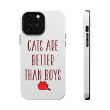 DistinctInk ToughCase for Apple iPhone, Compatible with MagSafe Charging - Cats Are Better Than Boys