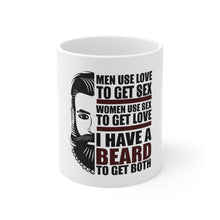 DistinctInk Glossy White Coffee / Tea Mug - I have a Beard to Get Love & Sex