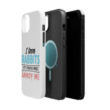 DistinctInk ToughCase for Apple iPhone, Compatible with MagSafe Charging - Love Rabbits - People Annoy Me
