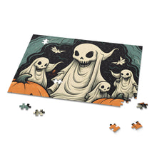 DistinctInk Jigsaw Puzzle with Spooky Skeleton Pumpkins Design for Halloween