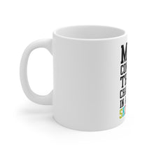 DistinctInk Glossy White Coffee / Tea Mug - More Confused than Chameleon in Skittles