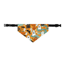 DistinctInk Adjustable Pet Banana Collar with Flying Pumpkin Bats Design for Halloween