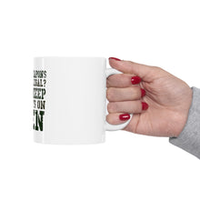 DistinctInk Glossy White Coffee / Tea Mug - Assault Weapons Illegal? Keep My Pants On