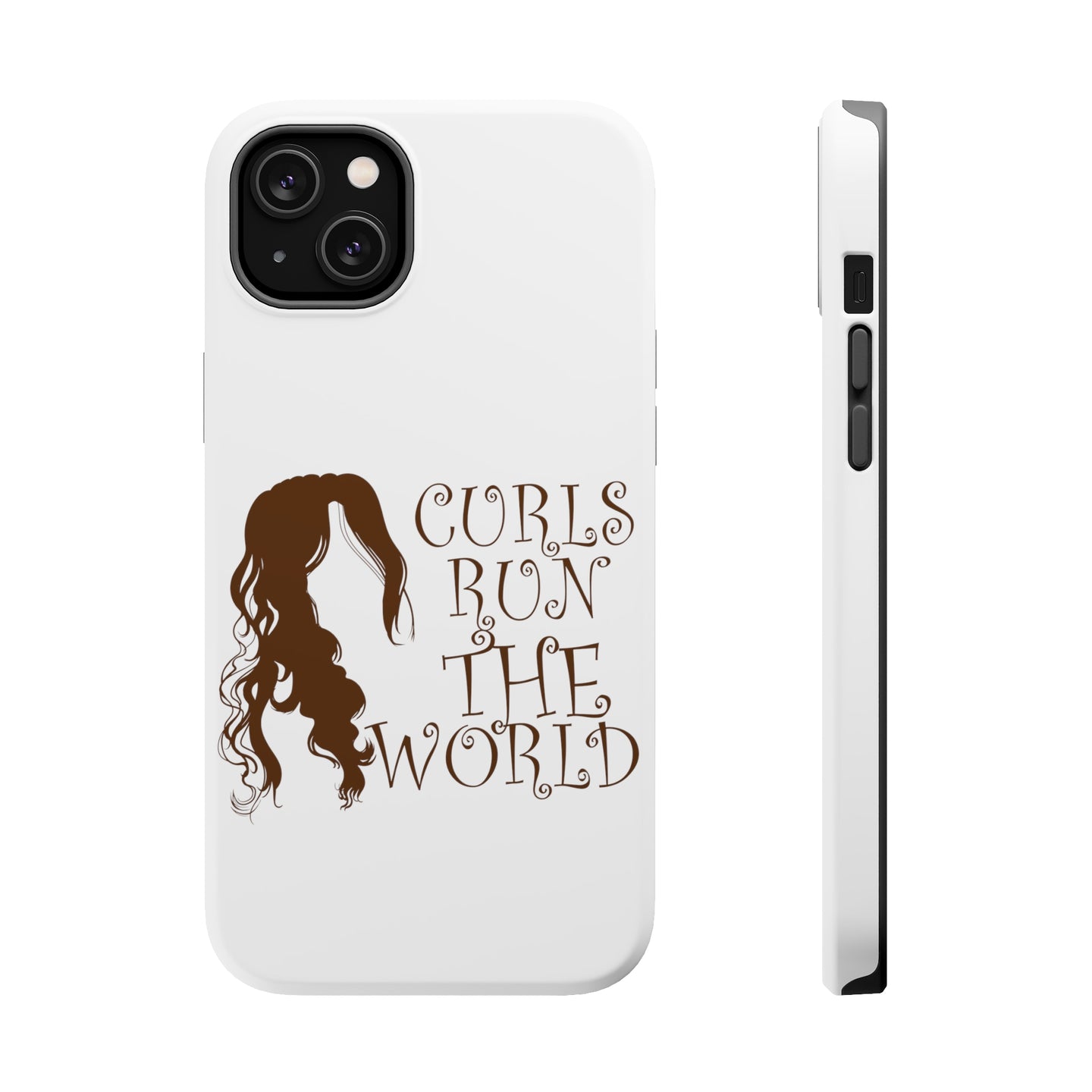 DistinctInk ToughCase for Apple iPhone, Compatible with MagSafe Charging - Curls Run the World