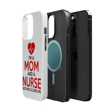 DistinctInk ToughCase for Apple iPhone, Compatible with MagSafe Charging - Mom and a Nurse Nothing Scares Me