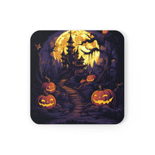 DistinctInk (Set of 4) Corkwood Coasters with Ghostly Ghouls in the Graveyard Design for Halloween