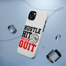 DistinctInk ToughCase for Apple iPhone, Compatible with MagSafe Charging - Hustle Hit Never Quit Volleyball