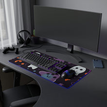 DistinctInk LED Gaming Mouse Pad with Skeletal Ghostly Pumpkins Design for Halloween