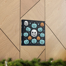 DistinctInk Canvas Wall Art with Skele-Ghostly Pumpkin Patch for Halloween