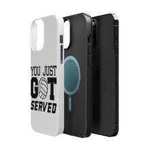 DistinctInk ToughCase for Apple iPhone, Compatible with MagSafe Charging - You Just Got Served Volleyball