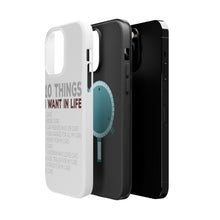 DistinctInk ToughCase for Apple iPhone, Compatible with MagSafe Charging - Things I Want In Life - Cars, Money, Woman