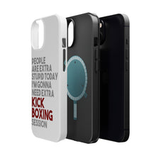 DistinctInk ToughCase for Apple iPhone, Compatible with MagSafe Charging - People Are Stupid Need Extra Kick Boxing