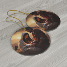 DistinctInk Hanging Ceramic Christmas Tree Ornament Charm with Gold String - Great Gift/Present - 2 3/4 inch Diameter - Bethlehem's Promise Fulfilled: Micah 5:2