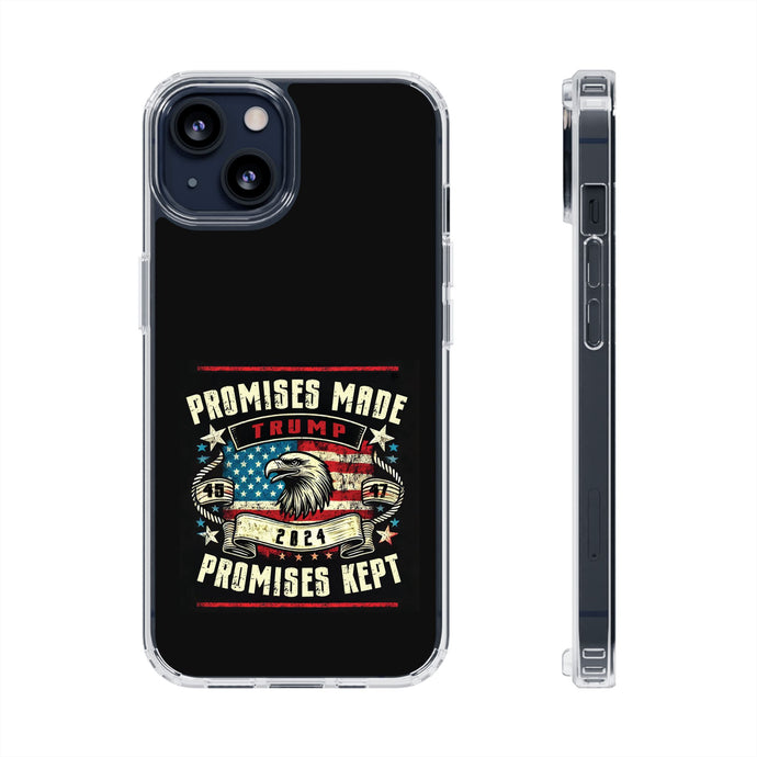DistinctInk Hybrid (Acrylic/TPU) Clear Slim Fit Case for Apple iPhone | Trump: Promises Made, Promises Kept - Conservative
