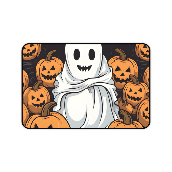 DistinctInk Desk Mat with Skeletal Ghostly Pumpkin Patch Design for Halloween