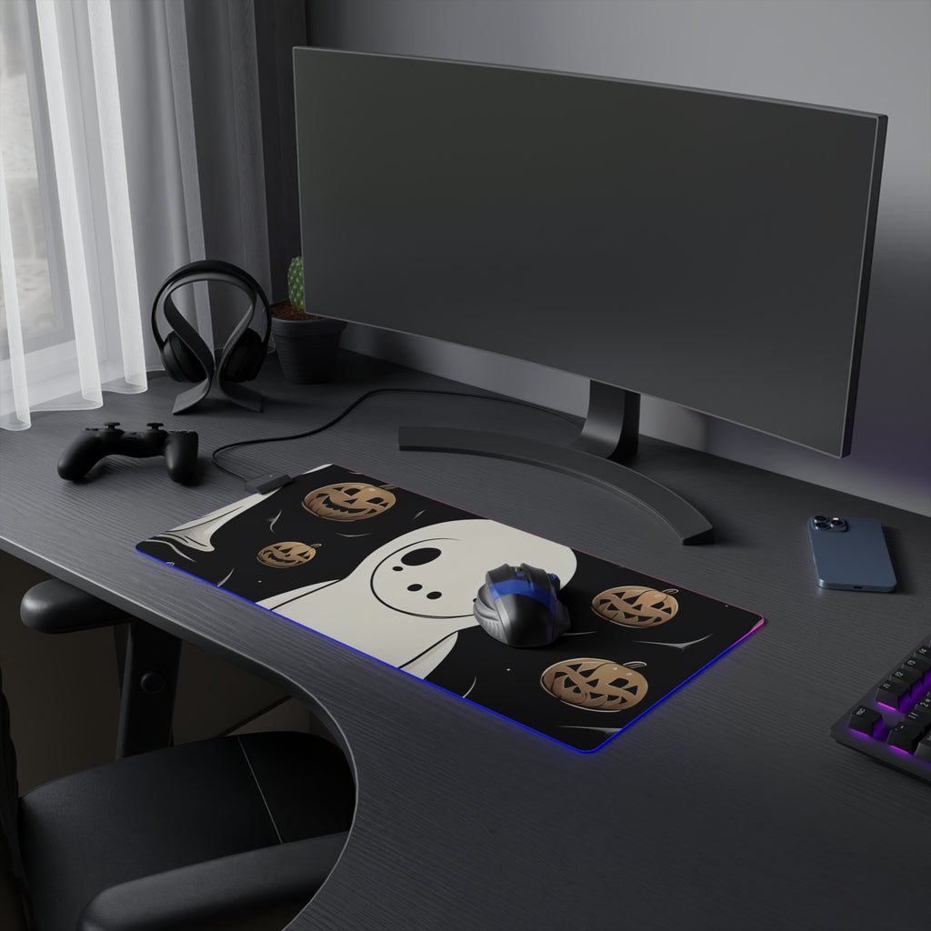 LED Gaming Mouse Pad with Ghostly Skeleton and Pumpkin Design for Halloween, view 9