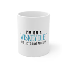 DistinctInk Glossy White Coffee / Tea Mug - I'm on a Whiskey Diet Already Lost 5 Days