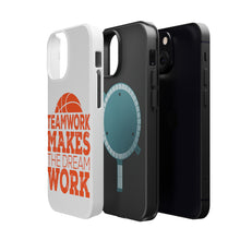 DistinctInk ToughCase for Apple iPhone, Compatible with MagSafe Charging - Teamwork Makes the Dream Work Basketball