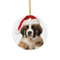 Hanging Ceramic Christmas Tree Ornament with Gold String - St. Bernard Puppy Design