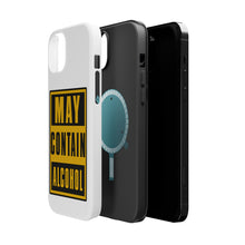 DistinctInk ToughCase for Apple iPhone, Compatible with MagSafe Charging - May Contain Alcohol Warning Sign